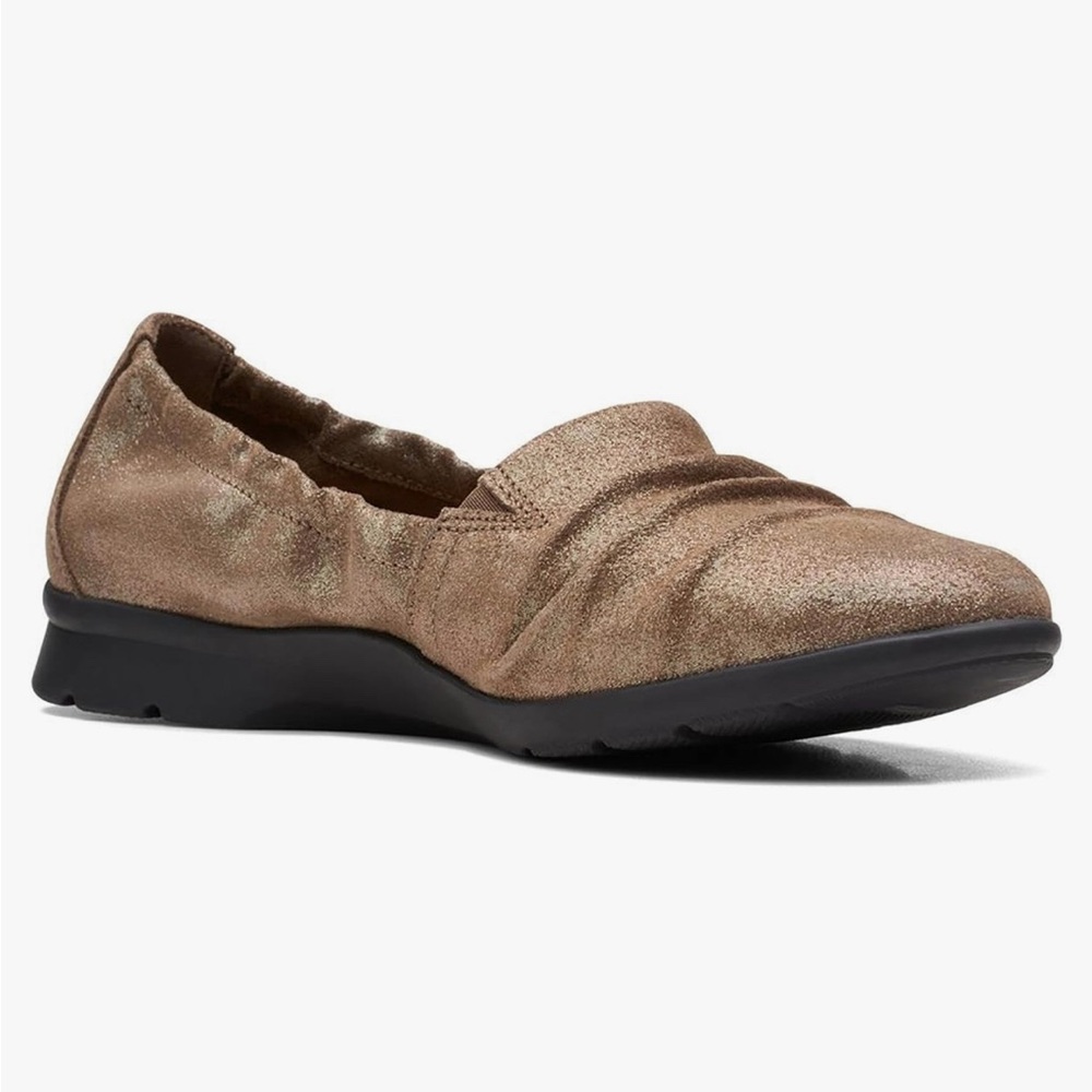 Clarks Womens Jenette Ruby, Pewter Metallic Suede 8.5